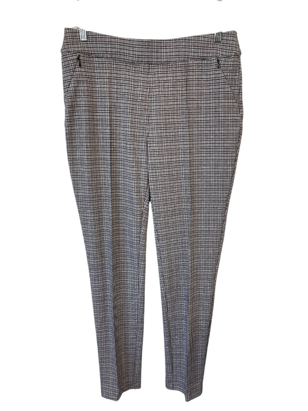 Charlie B Ankle Pants Size 10 Flat Front Houndstooth Black White Business Casual